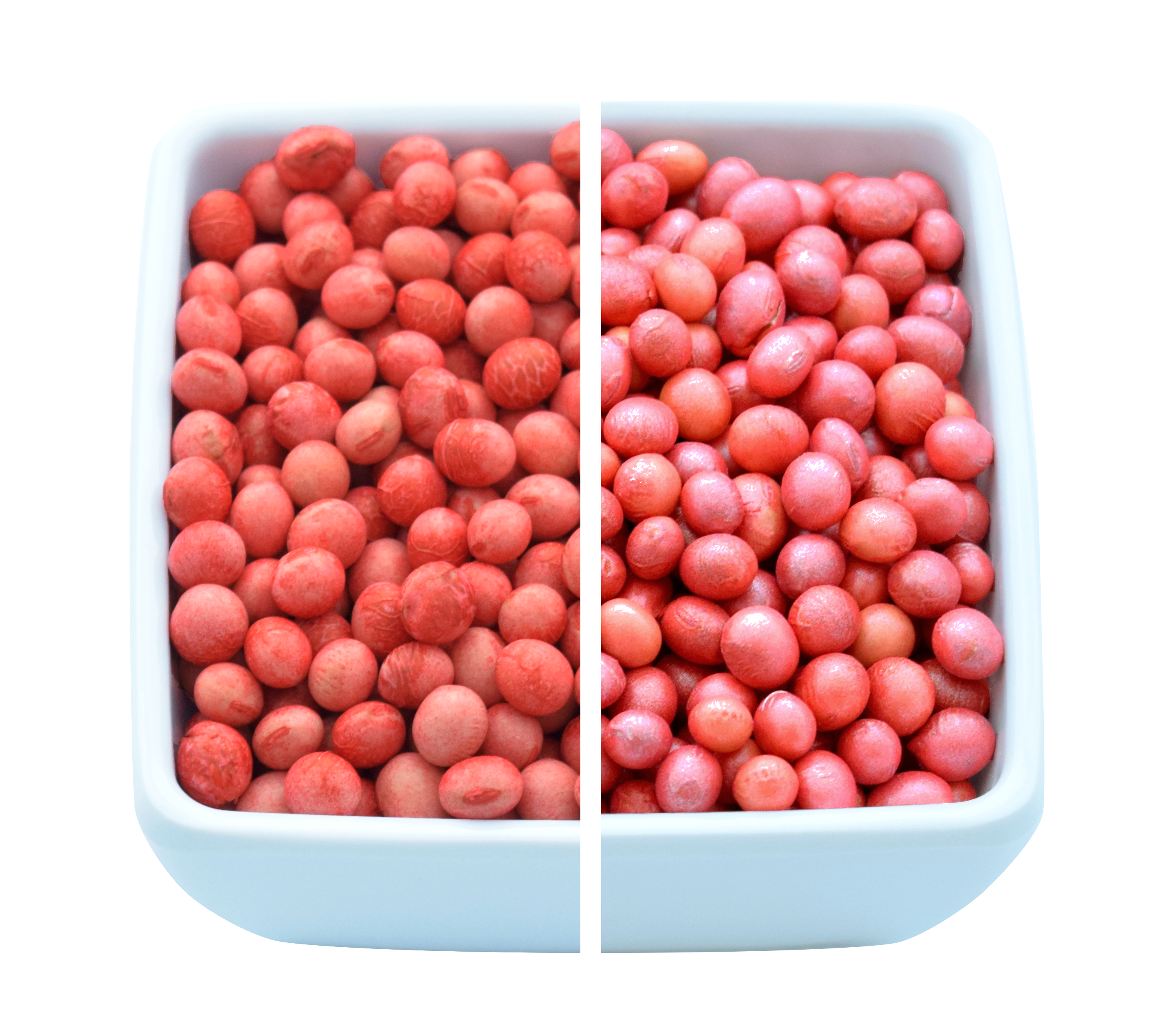 Red Soybeans before and after PearlMaxx